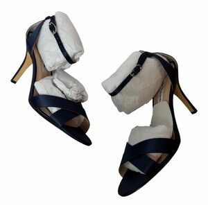 Nina Venus Navy Luster Satin Heels Women's Size 9.5 Formal Evening Shoes NIB